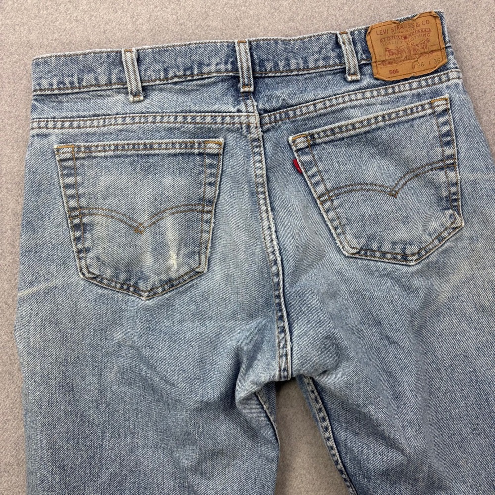 Vintage‎ Levis 505 Jeans Mens 34x35 (Tagged 36x36) Fades Made in USA Y2K *FLAW